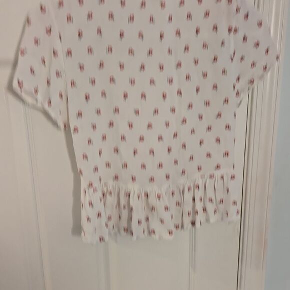 Floral White Blouse with Red Accents - Picture 4 of 4